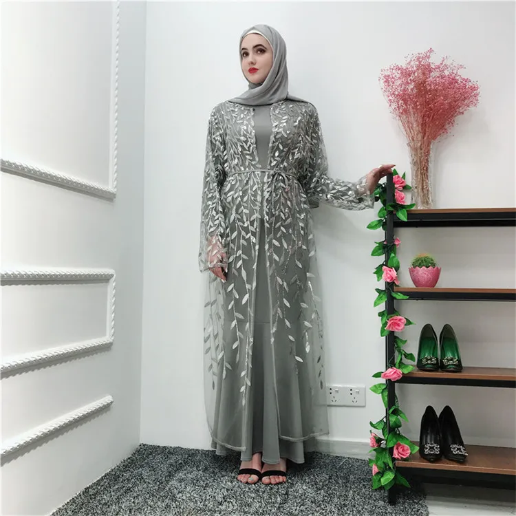 

Latest elegant long sleeves grey thick spandex+polyester material dubai abaya party dresses for women, Pink,blue,grey,black, white,navy,wine red, beige