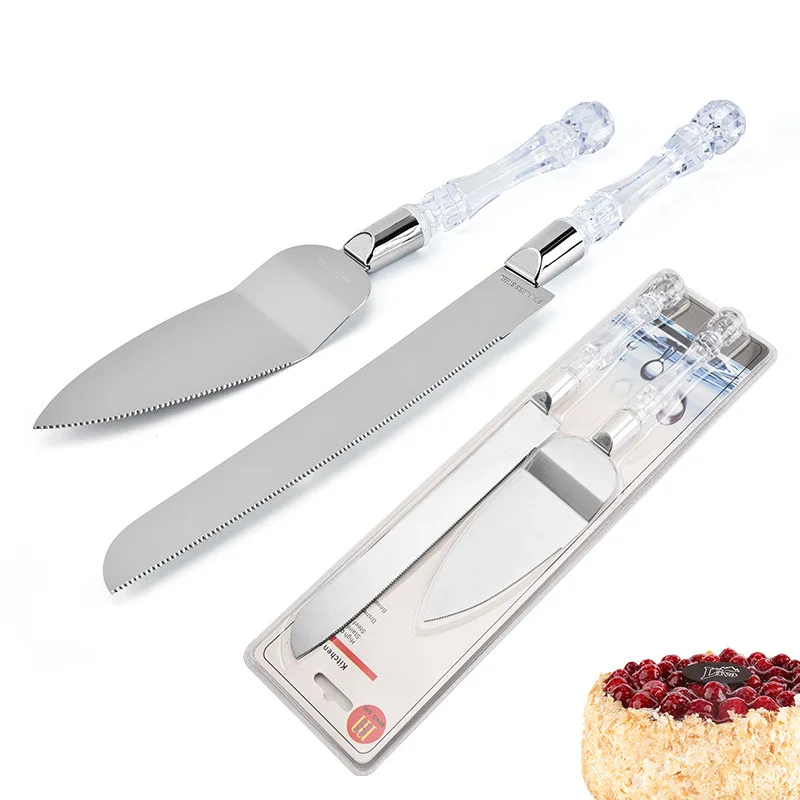 

with Faux Crystal Handles stainless steel wedding cake knife server set