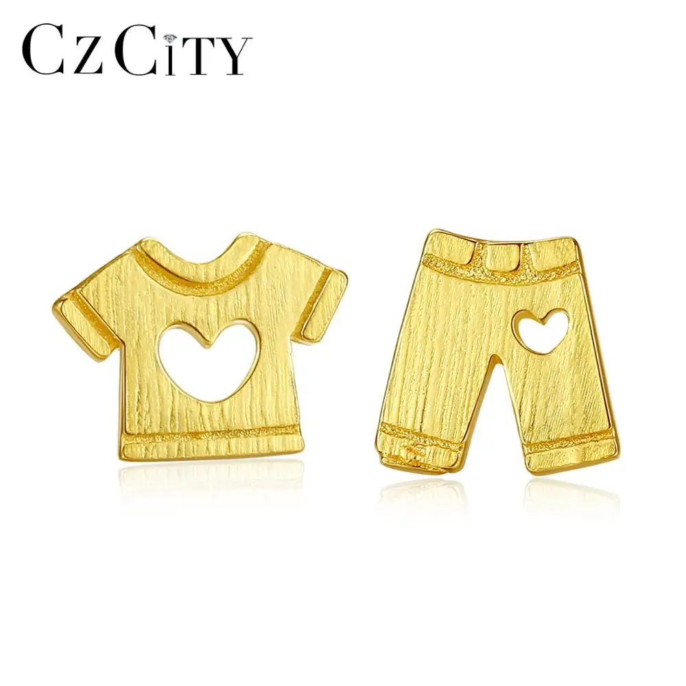 CZcity Fashion Jewelry Brushed 925 Sterling Silver Earrings Clothes Pants Earrings Christmas Gifts