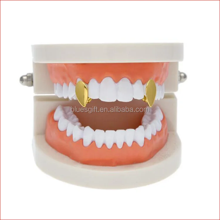 

Vampire Fangs single Cap teeth grillz with Real Gold Color TG092-G1