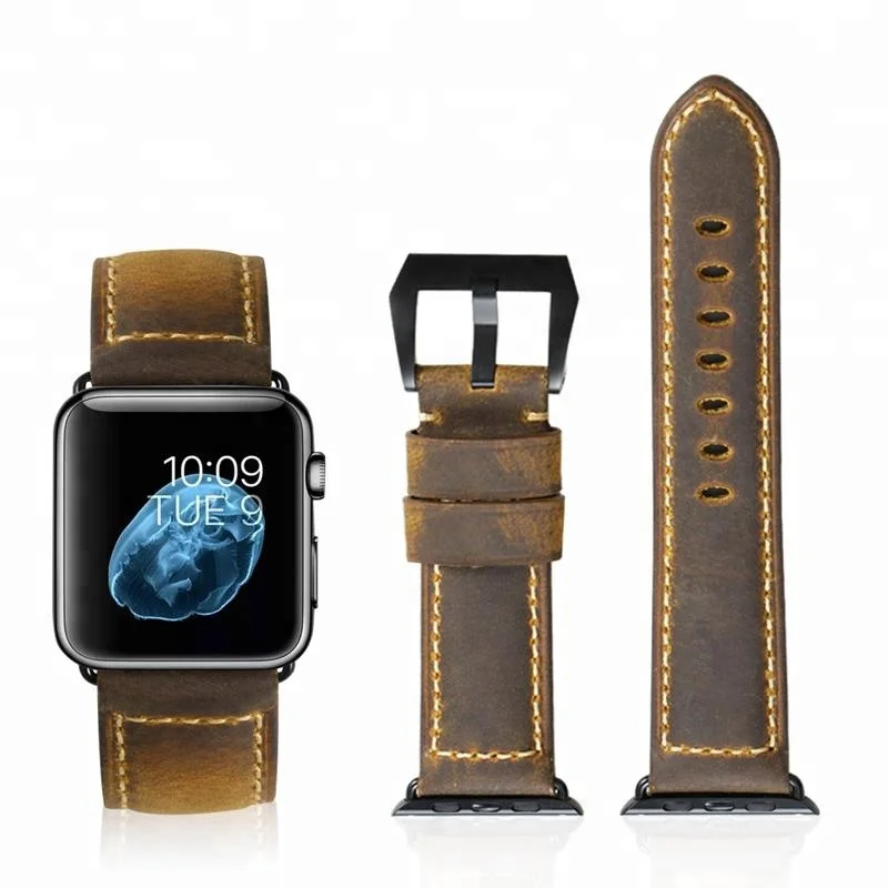 

High quality Watch Band Calf Leather Watch Strap for Apple Watch iWatch, Vintage brown