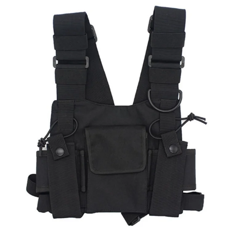 

Universal Harness Holster Vest Rig Men Women Tactical Chest Front Rig Bag with Two Way Radio Walkie Talkie, Black