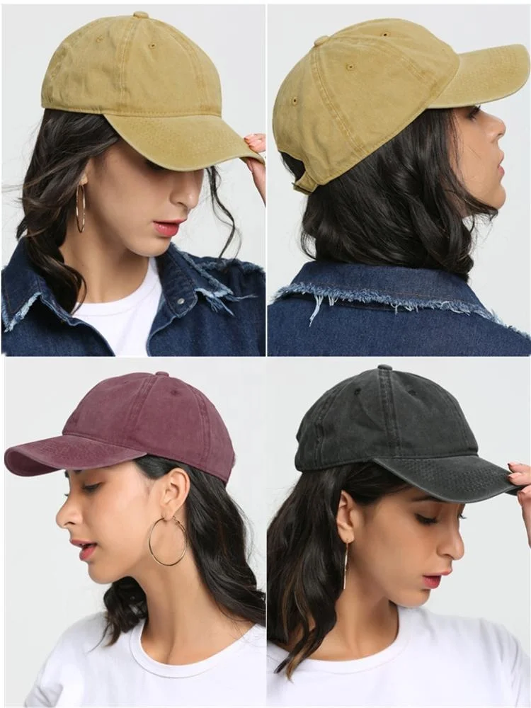 
12 Colour Blank Washed Cotton Hat 6 Panel Dad Hat Baseball Cap for Women Men 