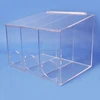 3 Compartments Clear Acrylic Glove Dispenser with Lid and Front Access Openings, Particulate Mask Dispenser