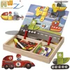 Wholesale Educational Toys Wooden Drawing Board Magnetic Jigsaw Colorful Puzzle For Children