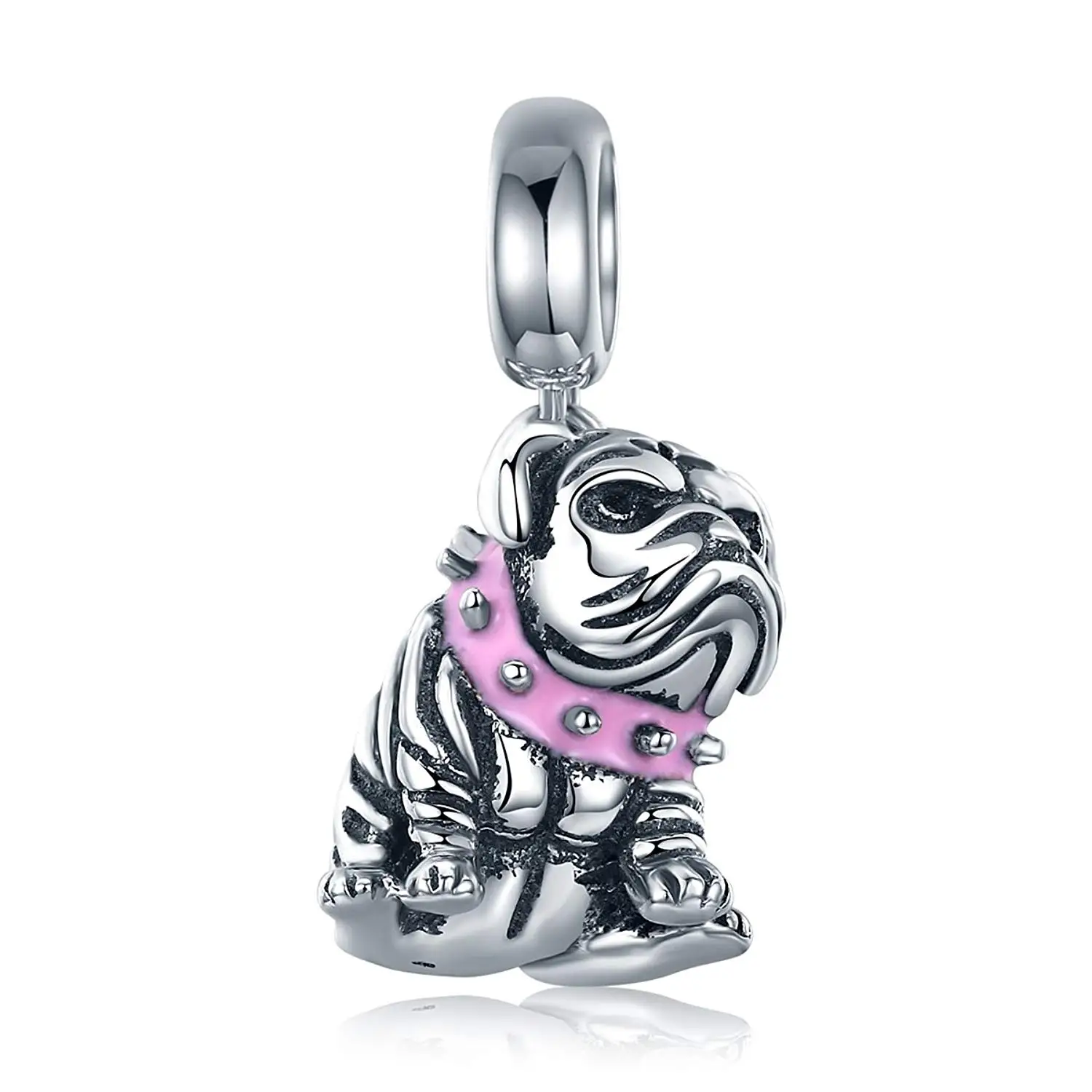 Everbling Cute Puppy I Love Dog Pet Lover25 Sterling Silver Bead Fits European Charm Bracelet