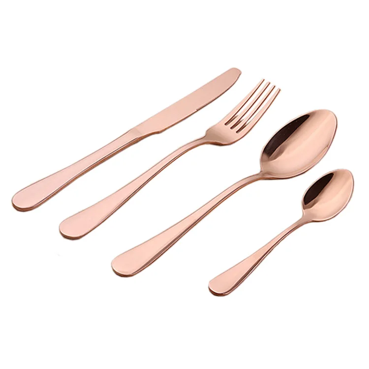 

Factory Sale Cheap China Suppliers Kitchen Accessories 304 Stainless Steel Rose Gold Dessert Dinner Spoon Fork Dishware
