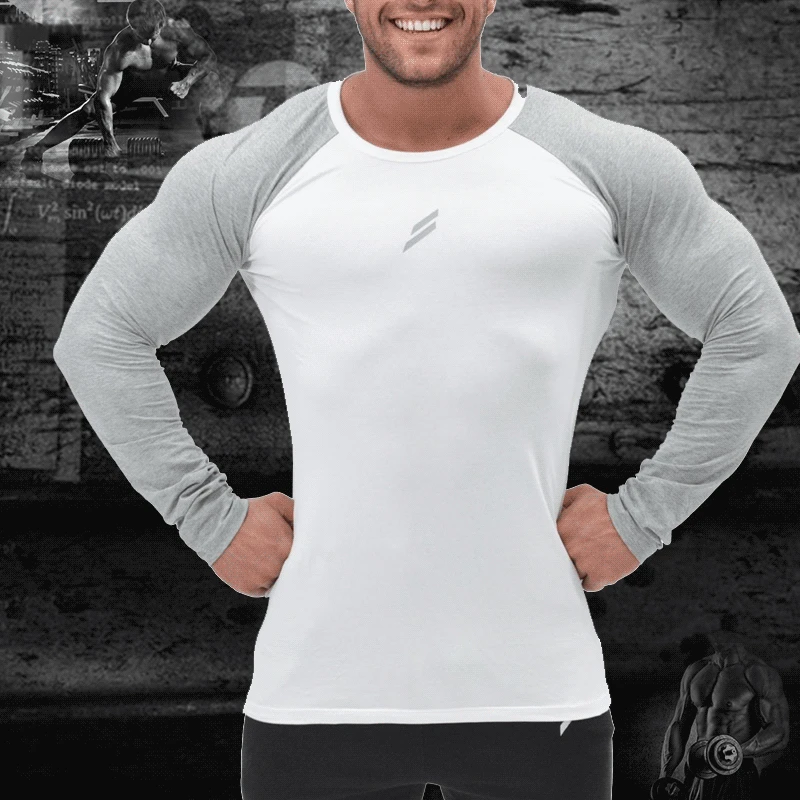 

Exercise quick-drying training men long sleeve T-shirt sports gym workout clothes, Customized colors