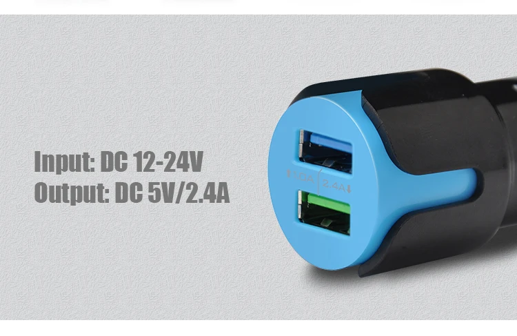 2.4A dual usb mobile phone charger car battery chargers