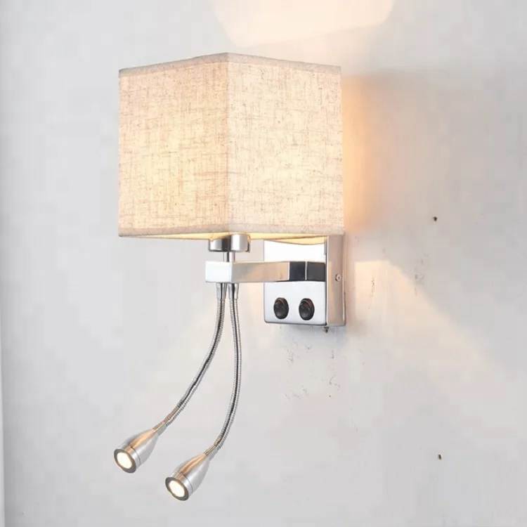 Hotel bedroom wall light led reading bedside bracket wall lamp with adjustable beam spot lights
