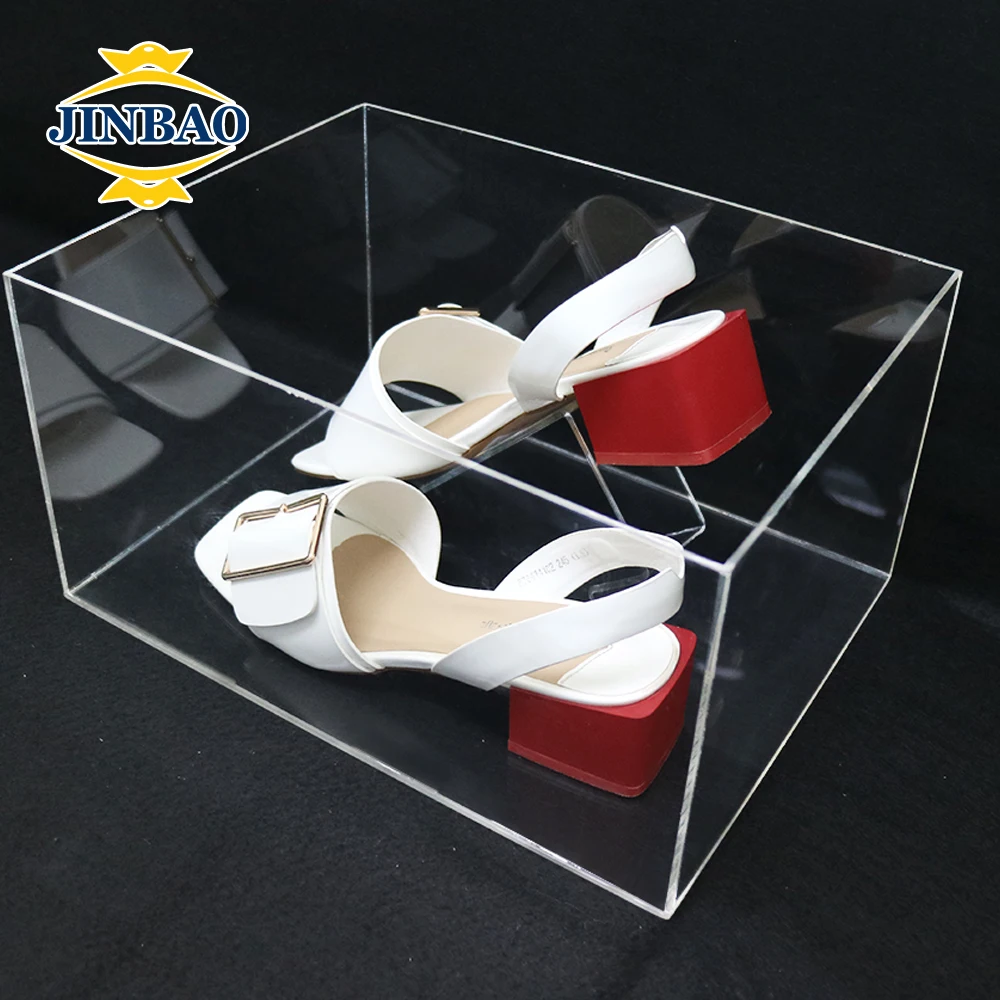 Jinbao Custom Clear Perspex Drop Front Shoe Boxes Acrylic Sneaker Box