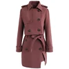 Urban double-breasted cropped jacket and skirt set in burgundy
