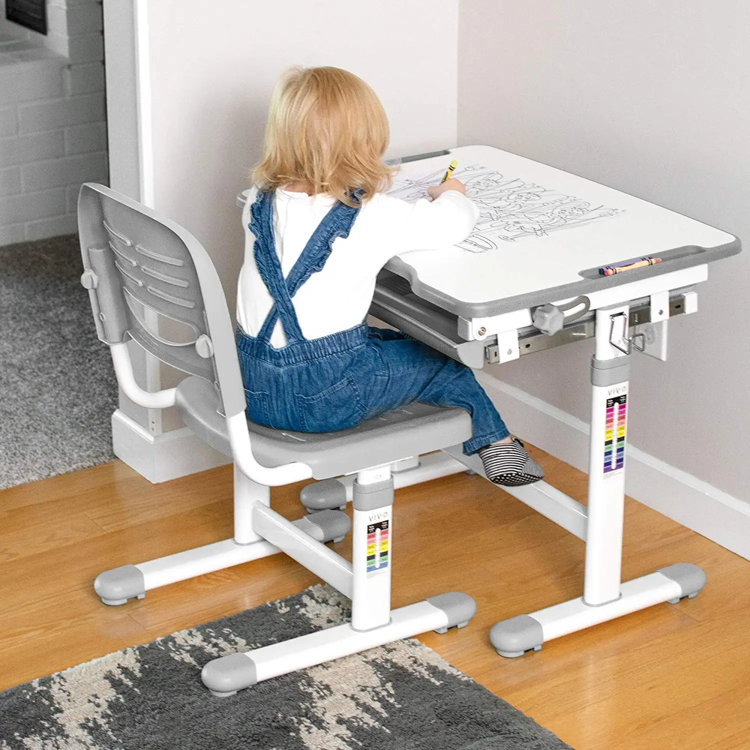 Interactive Work Station for Kids Desk learning table Height Adjustable Pink 