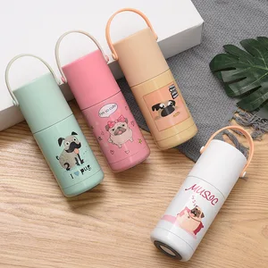 Image of 350ml/12oz 304 stainless steel thermos,travel Portable keep hot drinking water thermos for kid Cartoon dog thermos with handle