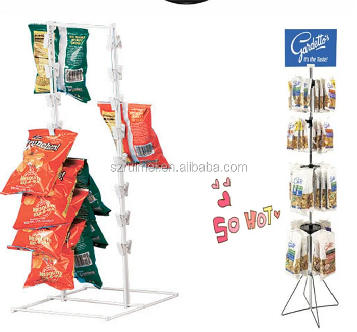 3 Pole Countertop Snacks Display Potato Metal Wire Chips Display