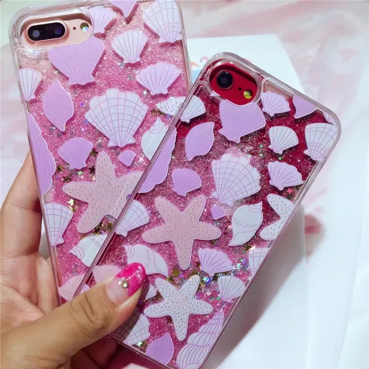 

Quicksand Case Starfish Seashell Cloud Balloon Liquid Glitter Soft TPU Side Plastic Back For iPhone 6 6S 7 7 Plus 8 xs max cover
