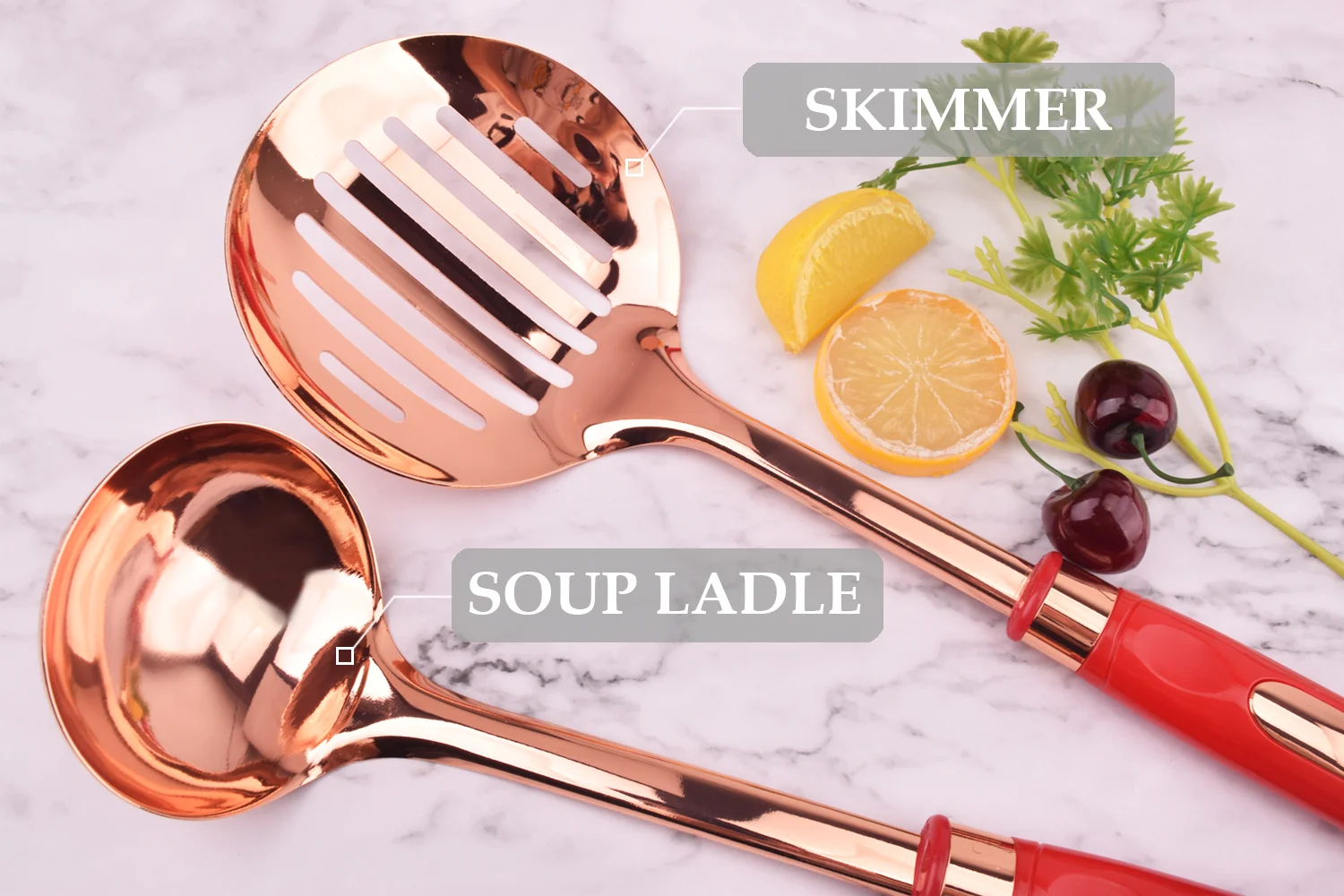 Juvale Copper Cooking Utensils Kitchen Set, Rose Gold Cookware with Ladle,  Whisk, Tongs, Slotted Spatula, Spoon (