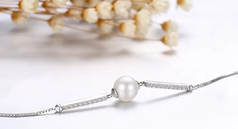 Joacii 18k white gold plated women bracelet with freshwater pearl