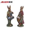 Manufacturer price easter gift home decoration craft couple design resin rabbit stuatues for sale
