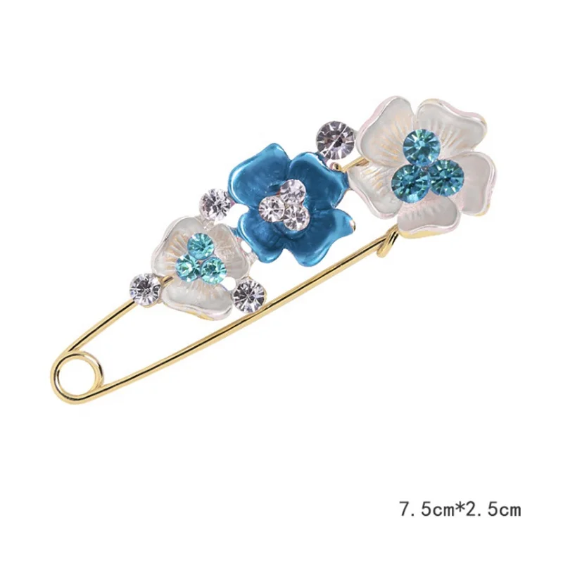 

Wholesale Multi Style Enamel Flower Rhinestone Bridal Large Brooch Pins, As picture