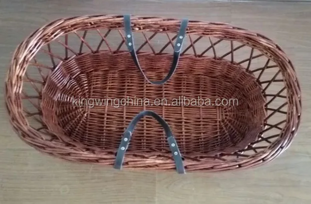 wicker moses basket in cocoa