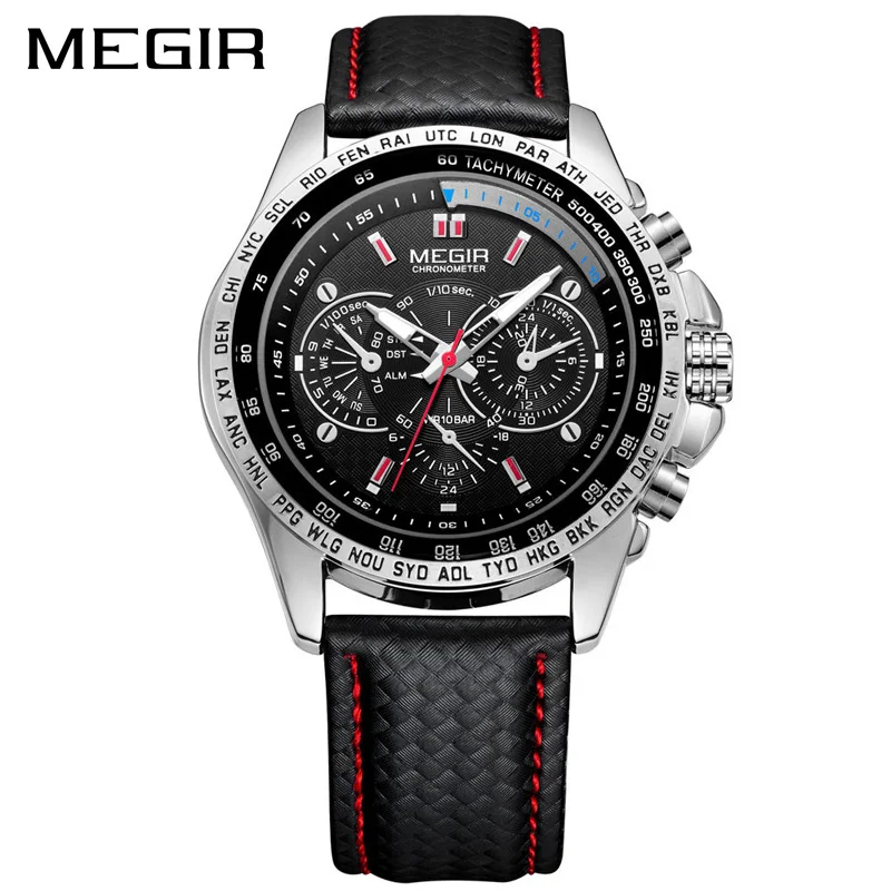 

New Design Luminous Hand Male Business Casual Wrist Watch Fashion Leather Strap Waterproof Quartz Megir Luxury Men Watch 1010