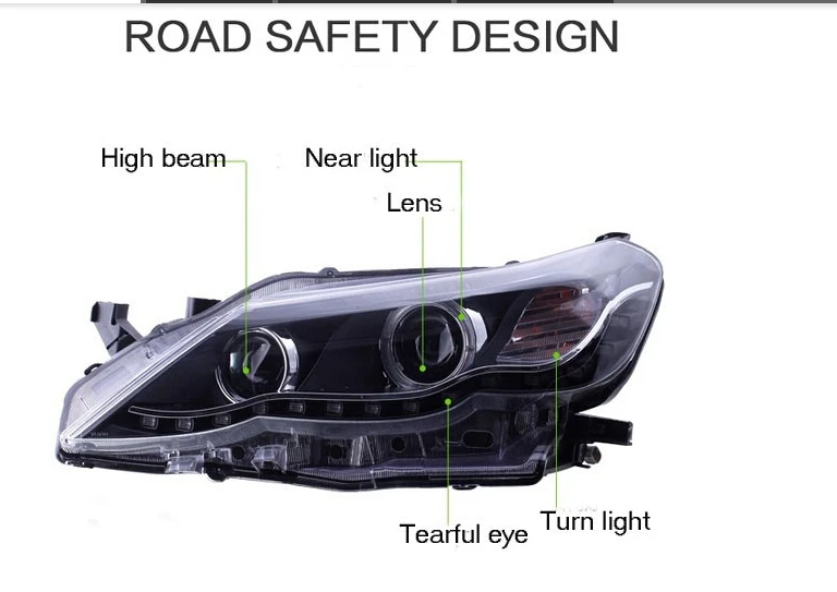 Vland factory car headlights for Reiz 2010-2013 head light LED DRL with angel eyes plug and play