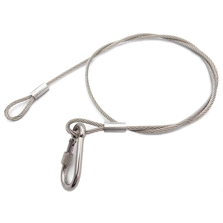 Stainless Steel Cable Lanyard Snap Hook Thimble Ends For Safety - Buy ...