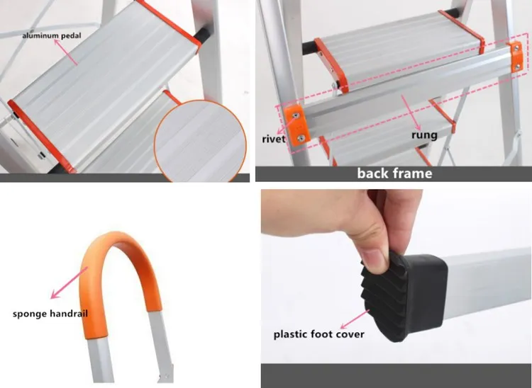 Folding and moveable type step ladder aluminium folding feature aluminium step ladder