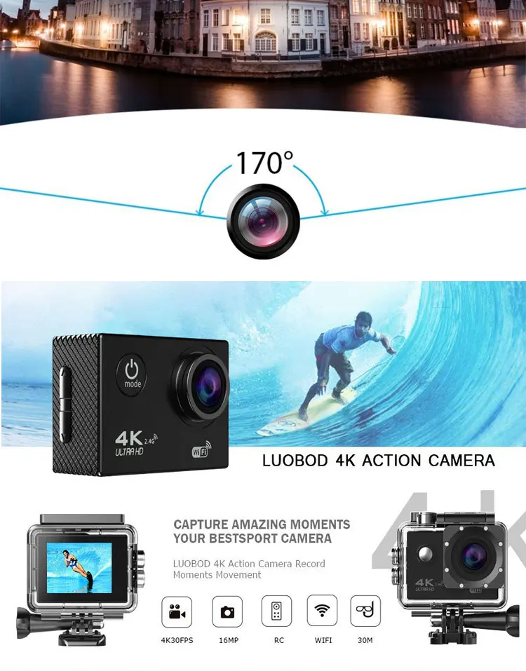 Wifi Action camera Ultra HD 4K 1080p/60fps Digital Sports Camera 4K Underwater WIFI Mini DV