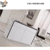 High gloss white with black glass top buffet and side cabinet