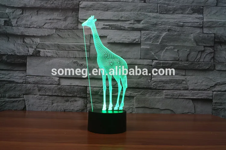 Wholesale manufacturers giraffe 2 colorful 3D lamp night light visual atmosphere
