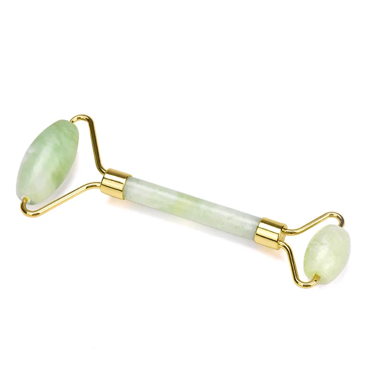 

Double roller for face slimming natural green jade massage roller for relaxing, Each piece in different green colors