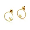 Factory New Design Gold Circle With Star Stud Earrings Hoop Circle Post Earrings Star Jewelry