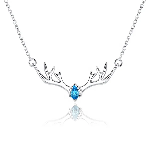 925 silver jewelry deer antler minimalist pendant necklace