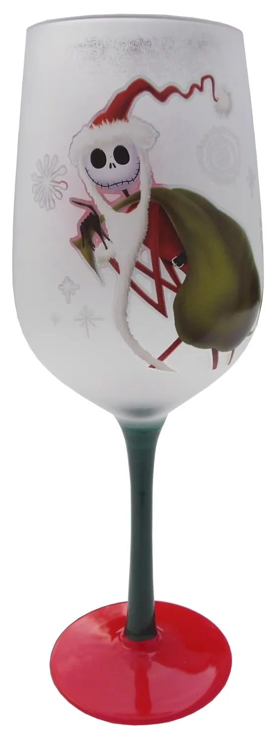Nightmare Before Christmas Goblet Santa Jack Skellington and Sally Glass Goblet