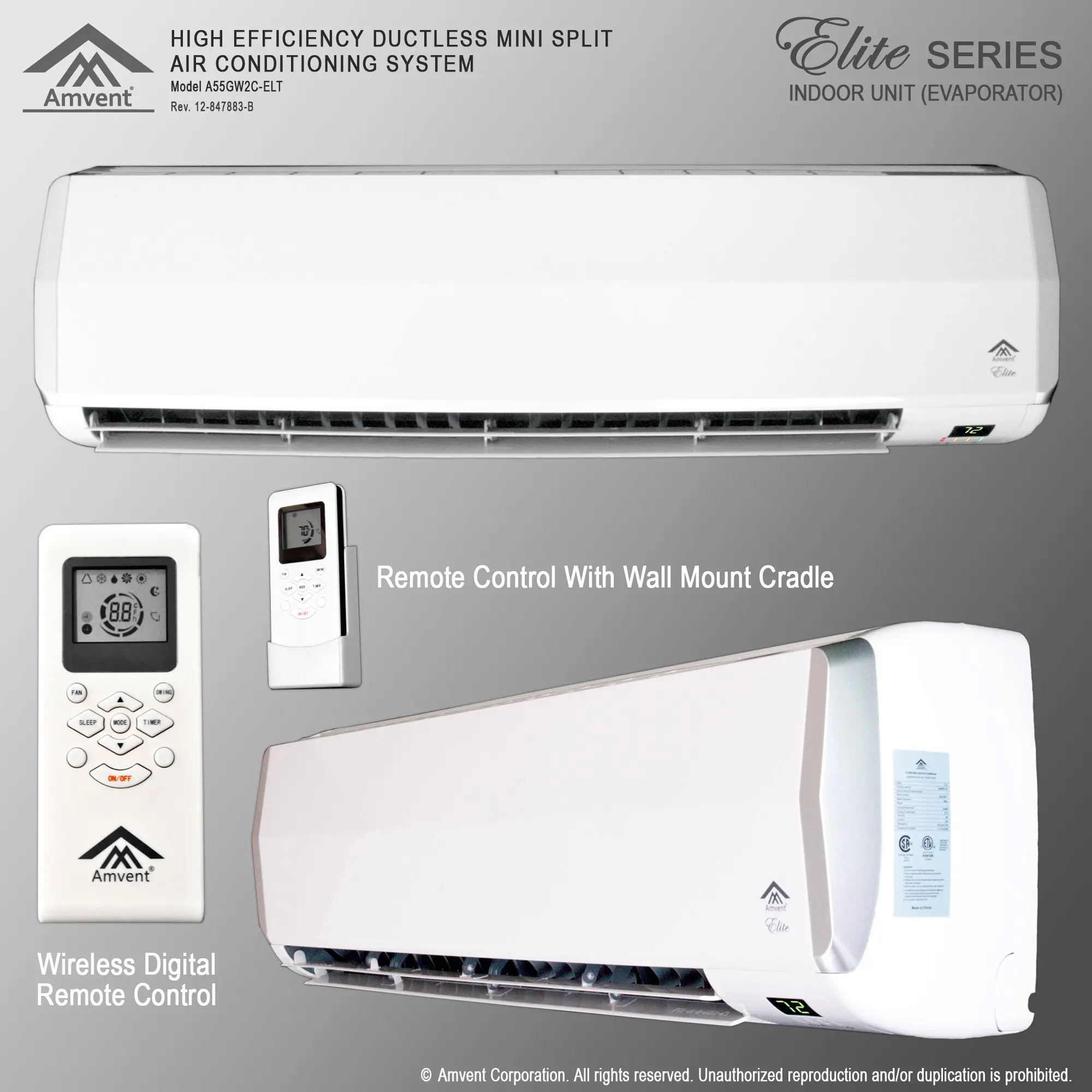 Buy Amvent 24000 BTU 2 Ton Ductless Wall Mount Mini Split ...