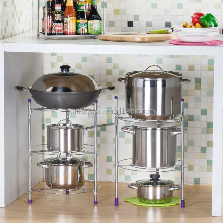 gonikm Kitchen Pot Cover Lid Shell Stand Holder Storage Rack Cooking Tools Storage Racks 