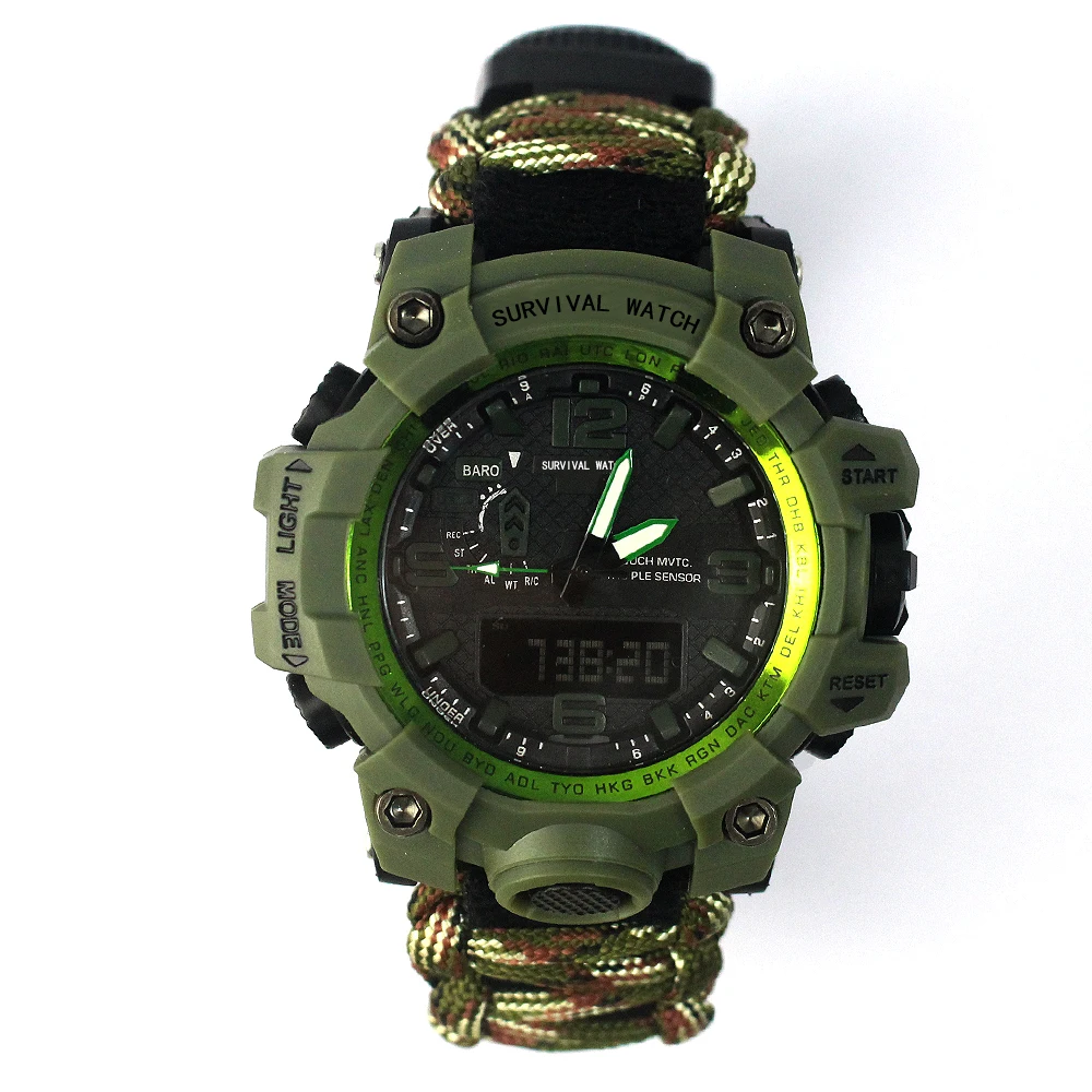 

Military Tactical Watch Men Digital Watch Outdoor Sport Dual Time Waterproof 50M Travel Clock watch, Camo army green