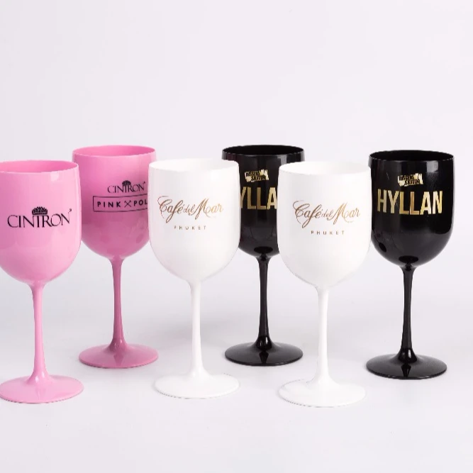 

Superior Quality Colorful White Acrylic Champagne Glass With Logo Printed, Customized