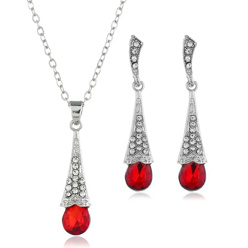 

drop diamond and earring set delicate ruby necklace set jewelry, Mix colors