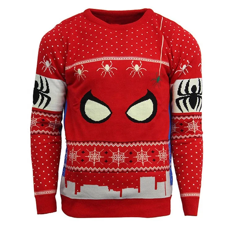Low Moq Custom Men Ugly Christmas sweater Ugly Red Spider Pullover Christmas Jumpers