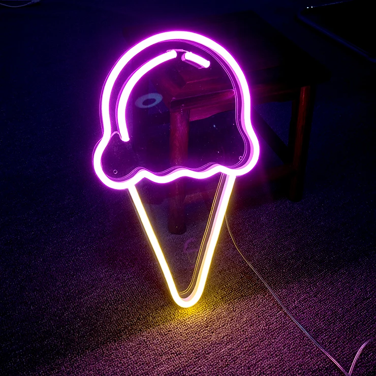 Hot sell custom acrylic led rgb neon flex strip 12V logo sign lights ice cream neon sign