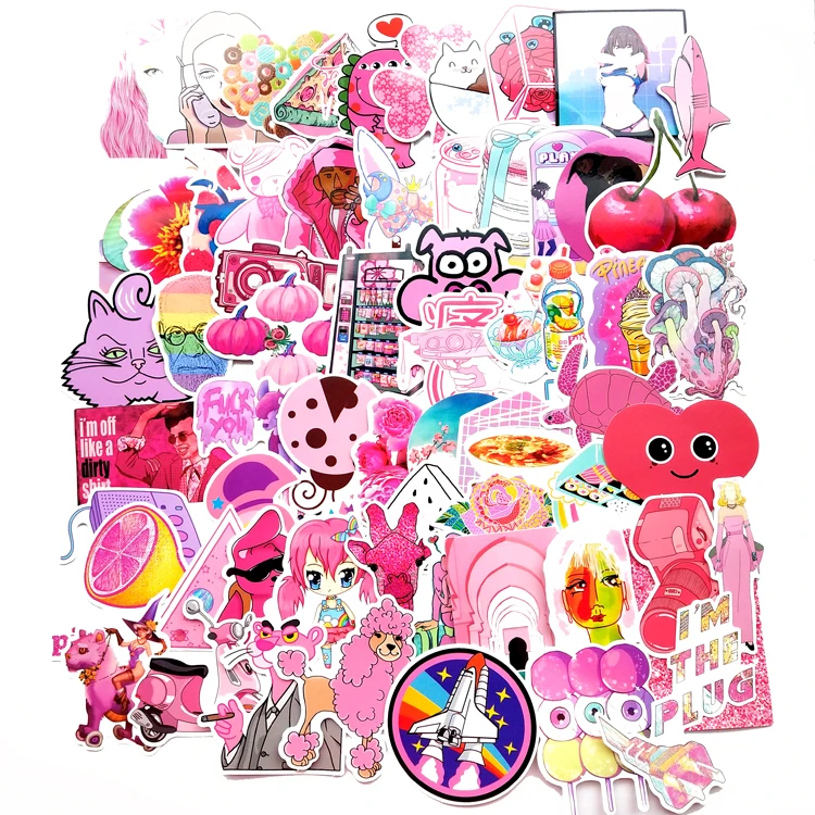 130pcs Pink Sticker Bomb Pack Vinyl Pop Cute Stickers For Laptop ...