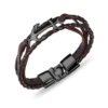 navigation achor design multi strand leather bracelet with toggle Clasp