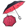Auto Close Straight Inverted Umbrella 28 inch for Car , Outside In Umbrella Double Layer