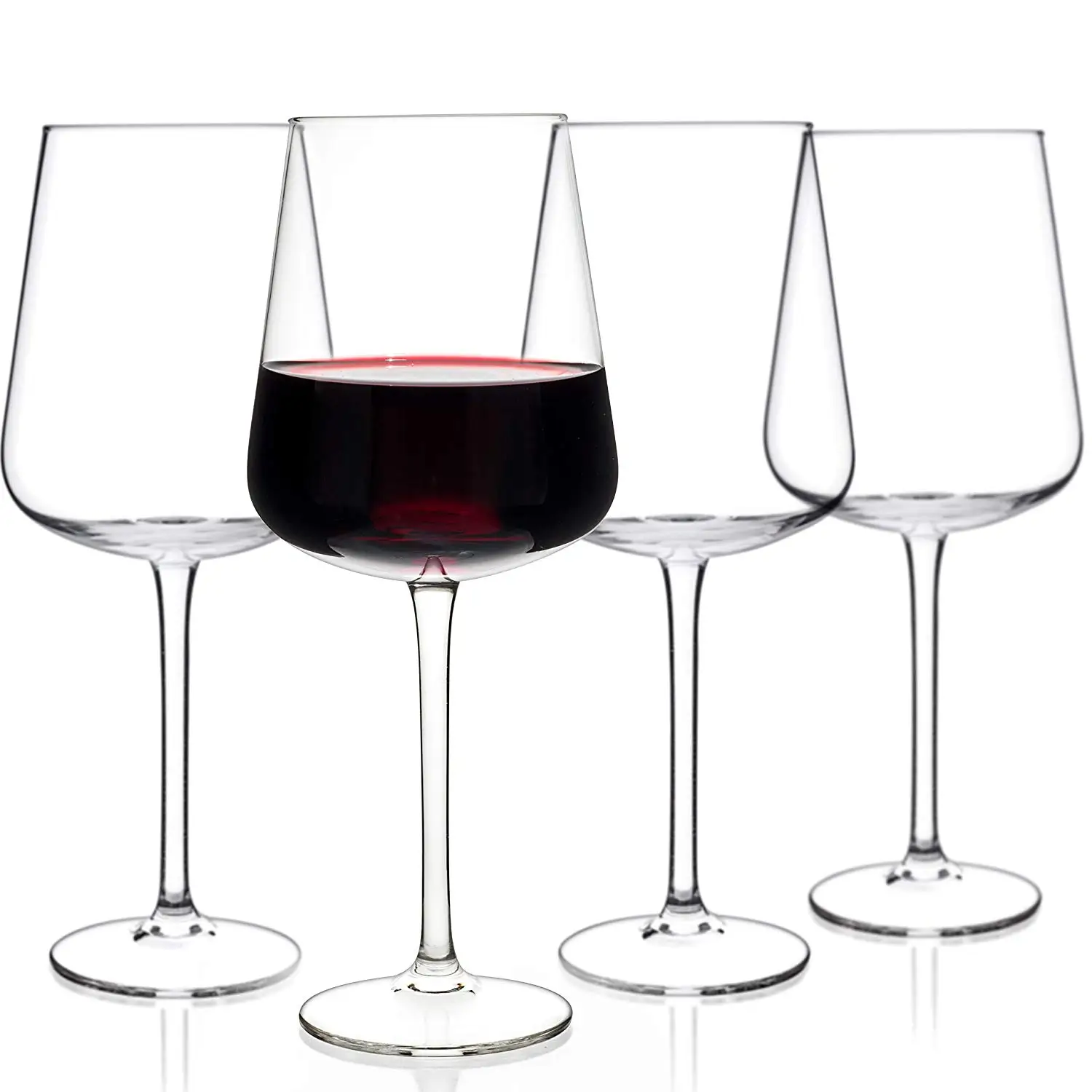 Luxbe - Crystal Wine Glasses, Set of 4 - Handcrafted Red or White Wine Glass - 100% Lead Free Crystal Clear Glass - Professional Wine Tasting - Burgundy - Pinot Noir - Bordeaux - 16-ounce
