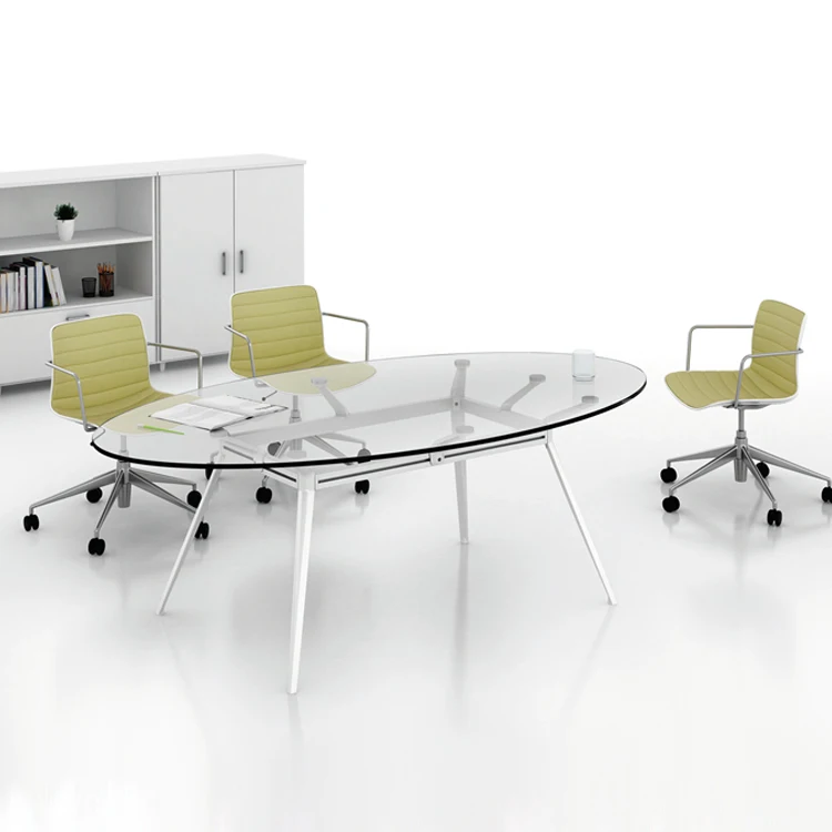 Modern Tempered Glass Oval Conference Table For 6 Person Buy Oval