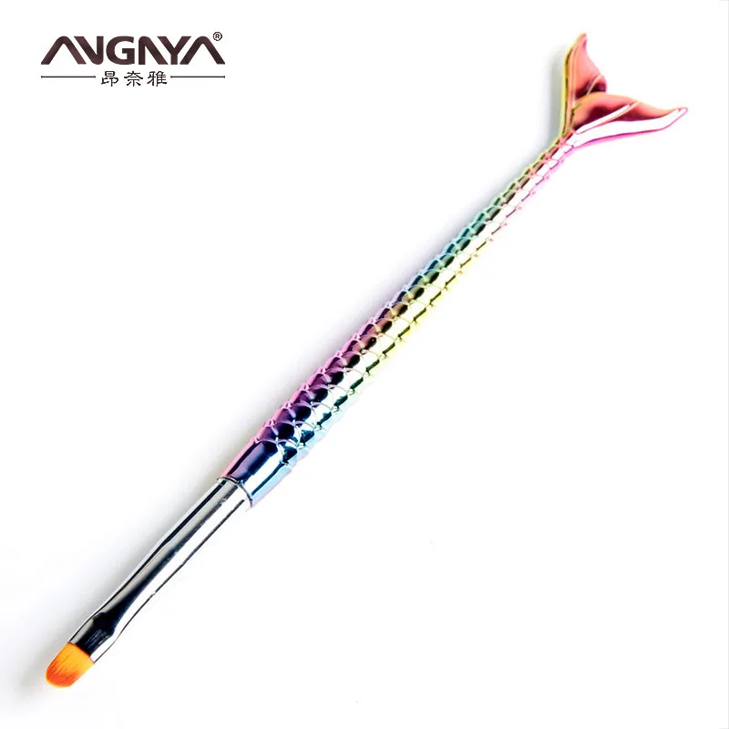 

2018 Newest Professional Plastic Mermaid Handle Material Kolinsky Nylon Hair Material 5pcs Nail Art Brush Set, White