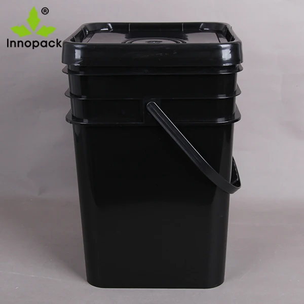 Black Colored Hdpe Square Plastic Bucket With Airtight Lid Buy Square
